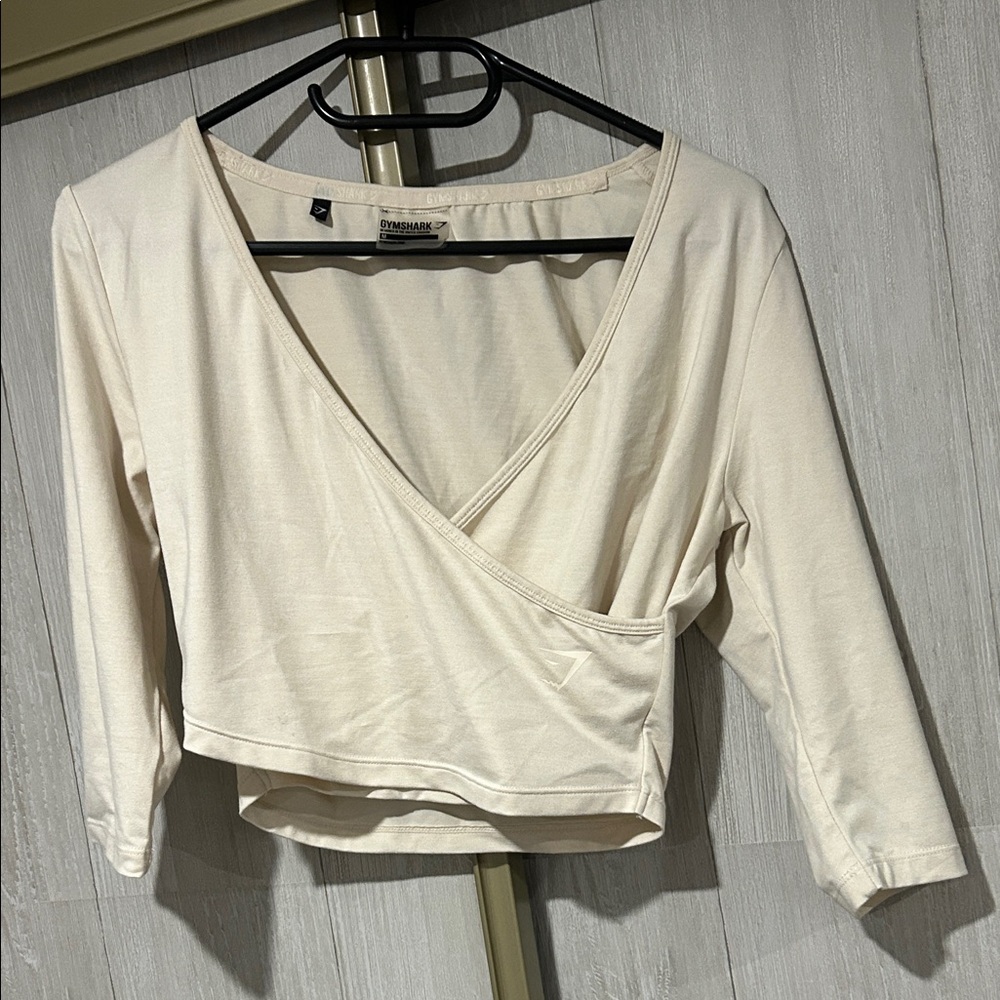 GymShark Off-White Wrap ballet style top